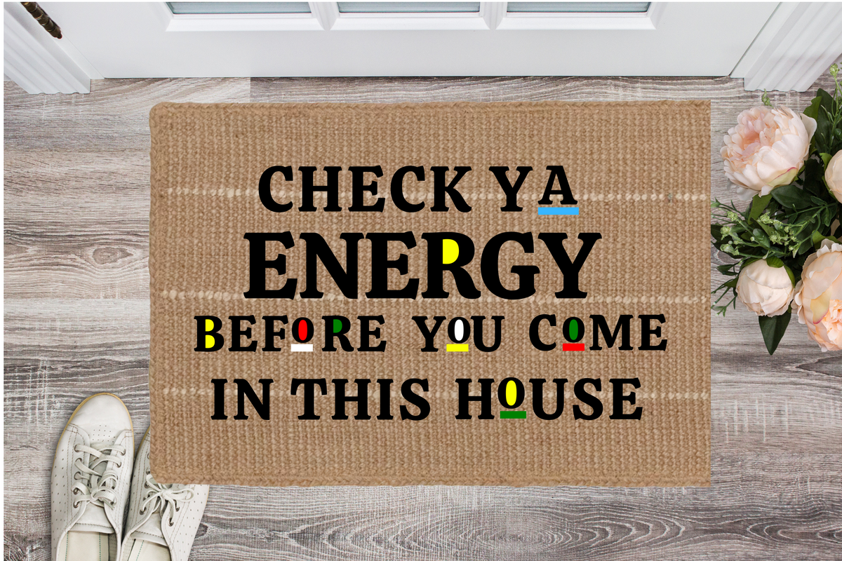 Check Ya Energy flat woven Jamaican doormat