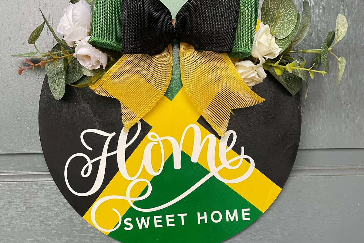 Handmade Jamaican Home Sweet Home door wreath