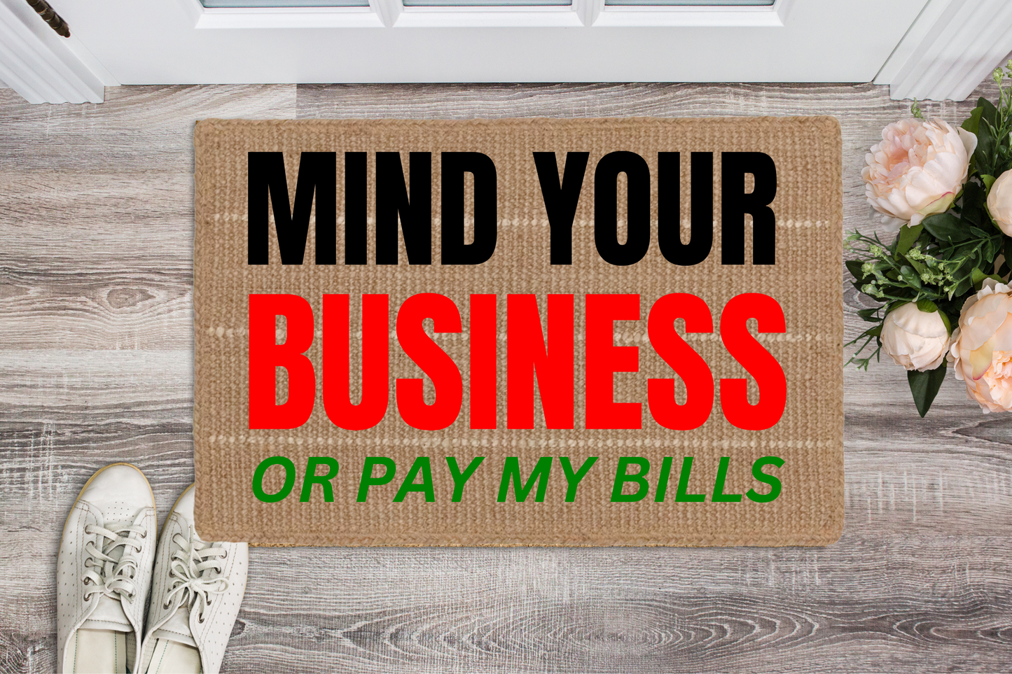 Flat Woven Mind Your Business Doormat