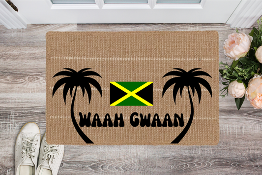 Flat Woven Jamaican Waah Gwaan Doormat