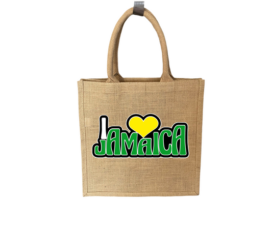 I Love Jamaica Jute Bag