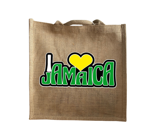 I Love Jamaica Jute Bag