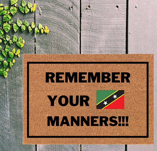 St Kitts & Nevis Remember Your Manners Doormat
