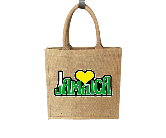 I Love Jamaica Jute Bag