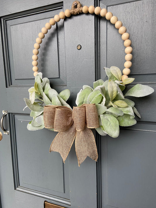 Wooden Bead Door Wreath