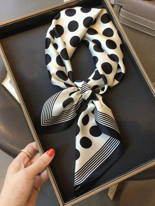 Black & White Pattern Silk Scarf