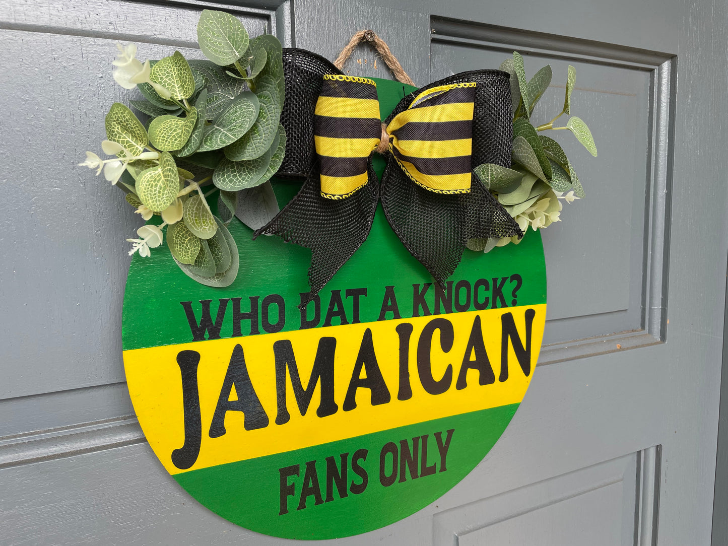 Jamaican Fans Only Door Wreath