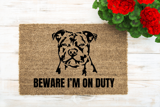 Beware I am on Duty Doormat